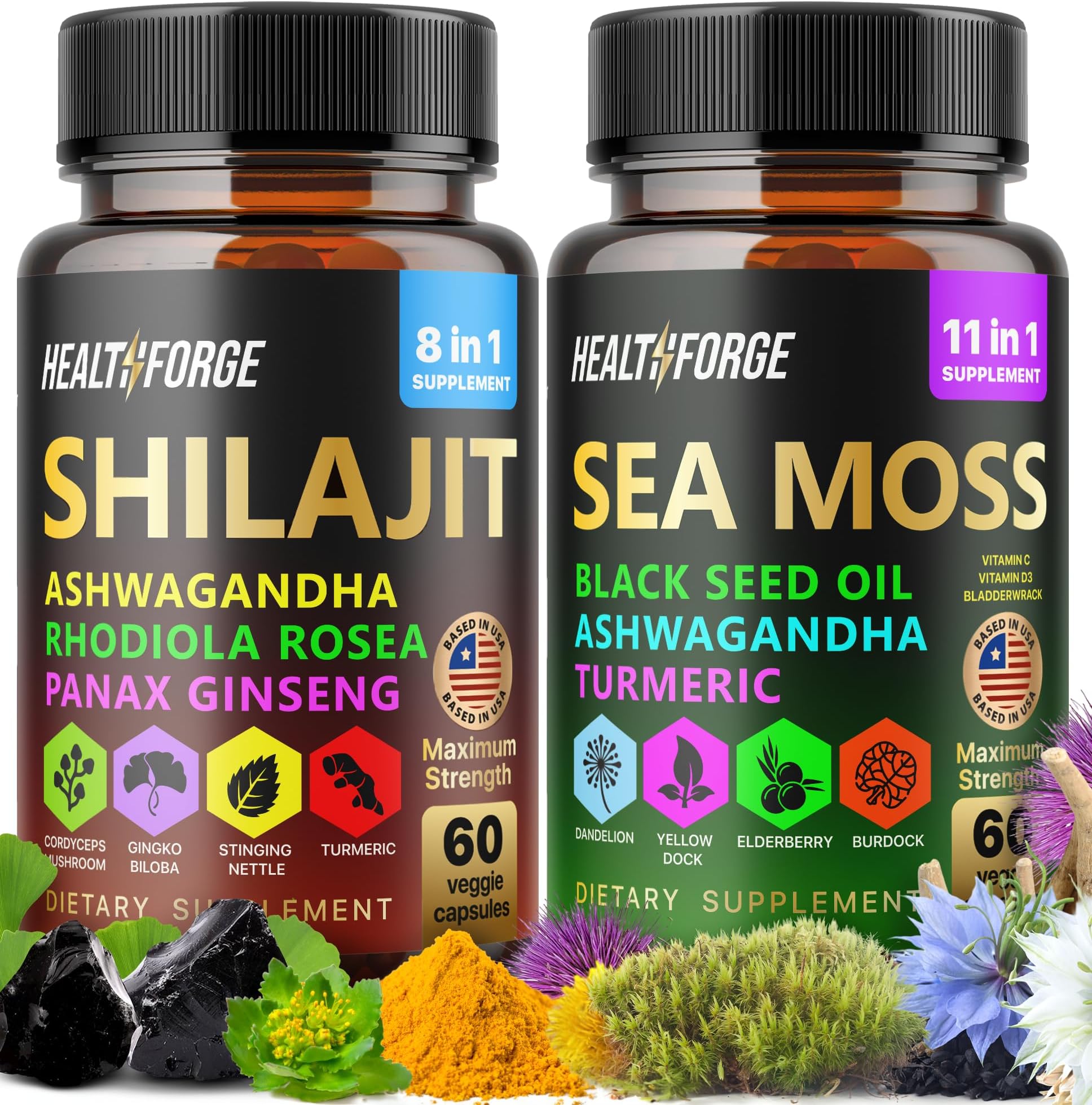 Amazon.com: Gi.Da.Culture Shilajit Ashwagandha Rhodiola Rosea Panax ...