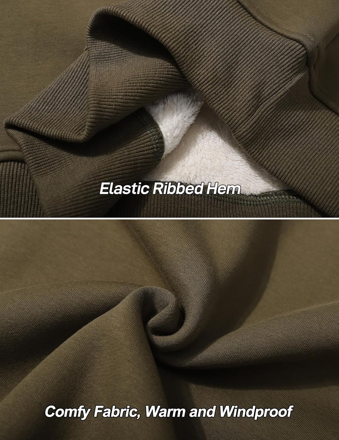 Flygo Men's Warm Sherpa Lined Crewneck Sweatshirts Fleece Pullover Tops Heavy-weight Thick Thermal Cotton Sweat-Shirts - Image 2