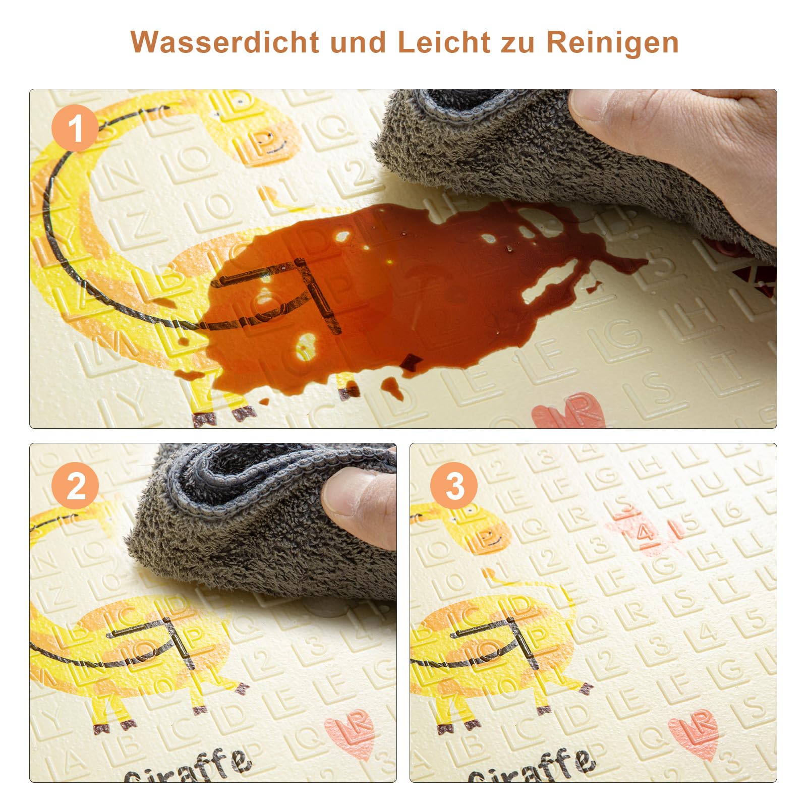 Faltbare Baby-Spielmatte – Extra große, wasserdichte Krabbelmatte aus weichem Schaumstoff, rutschfeste und tragbare Bodenspielmatte für Säuglinge und Kleinkinder (A - 180 x 200 cm)