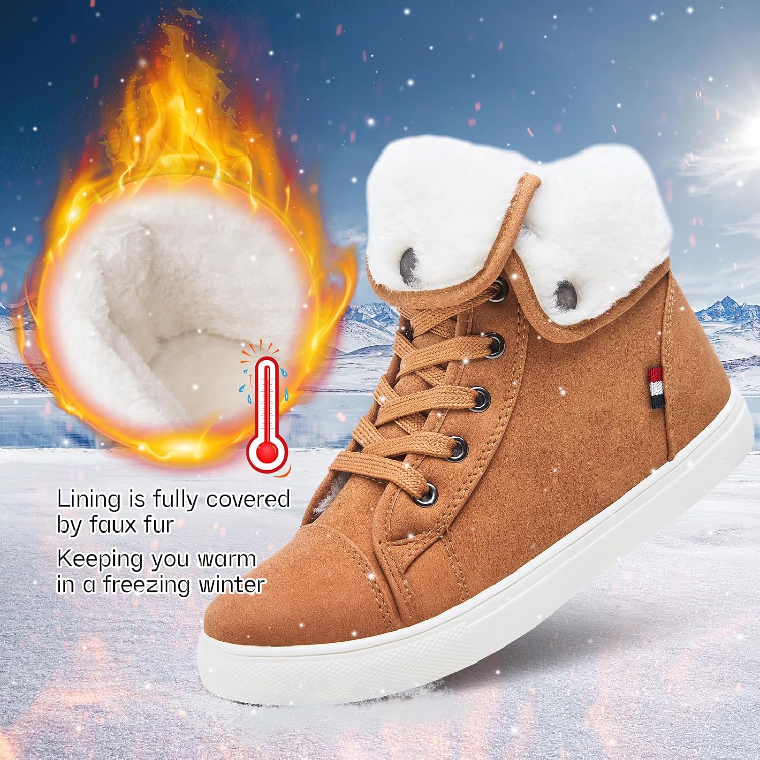 Ankle Boots For Women Lace Up Combat Boots Winter Boots Fashion Snow Boots For Girls Ankle Booties Winter Shoes - Image 5