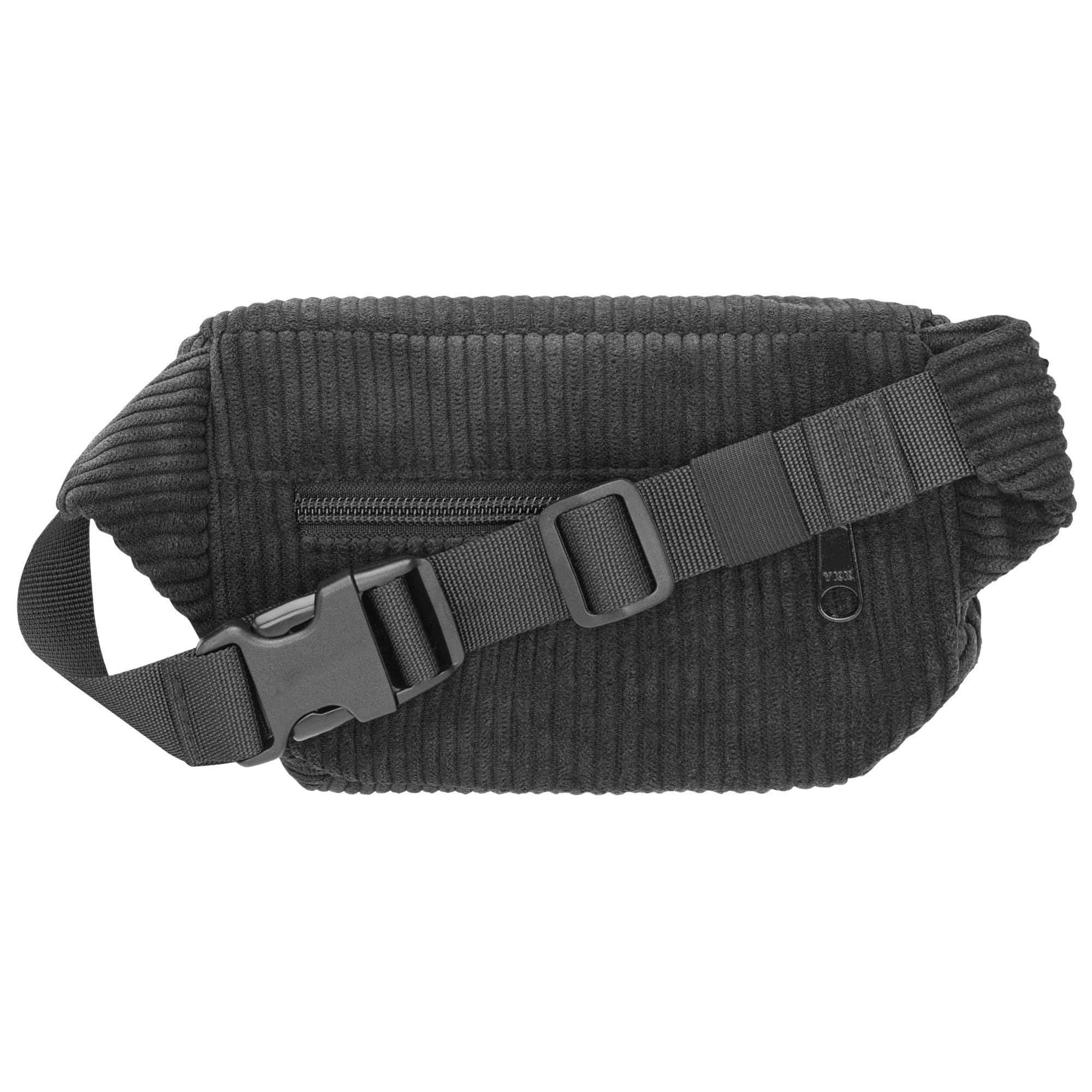 Bauchtasche Cord Schwarz, Eckig Klein | Handgefertigt in Berlin, 100 % recycelt, 2 Fächer, verstellbarer Gurt, kompakt für unterwegs