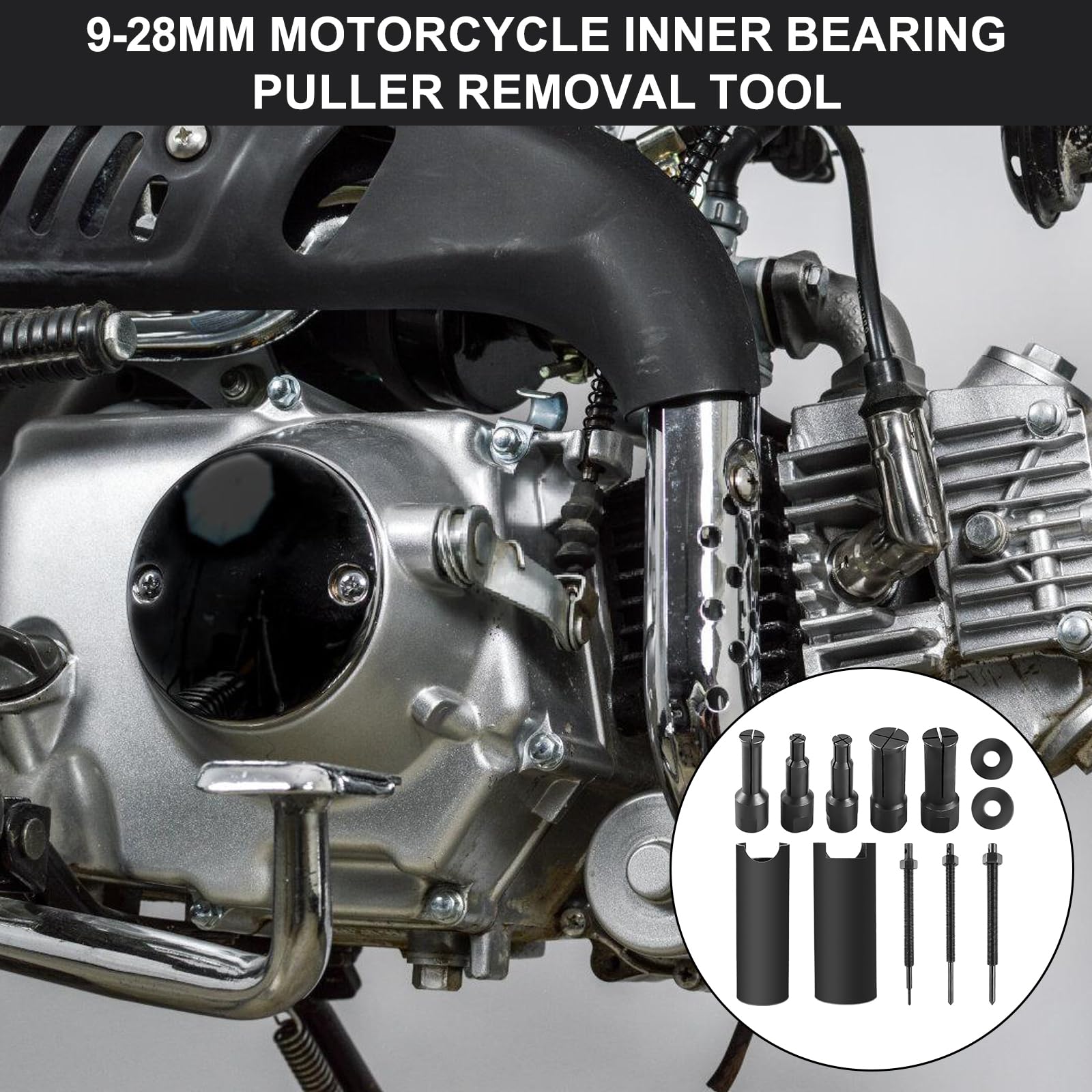 Set di 12 estrattori per cuscinetti interni, 9 – 23 mm, per moto, per cuscinetti interni, per moto, moto, con 5 clip aperte, estrattore interno, cuscinetto a sfera