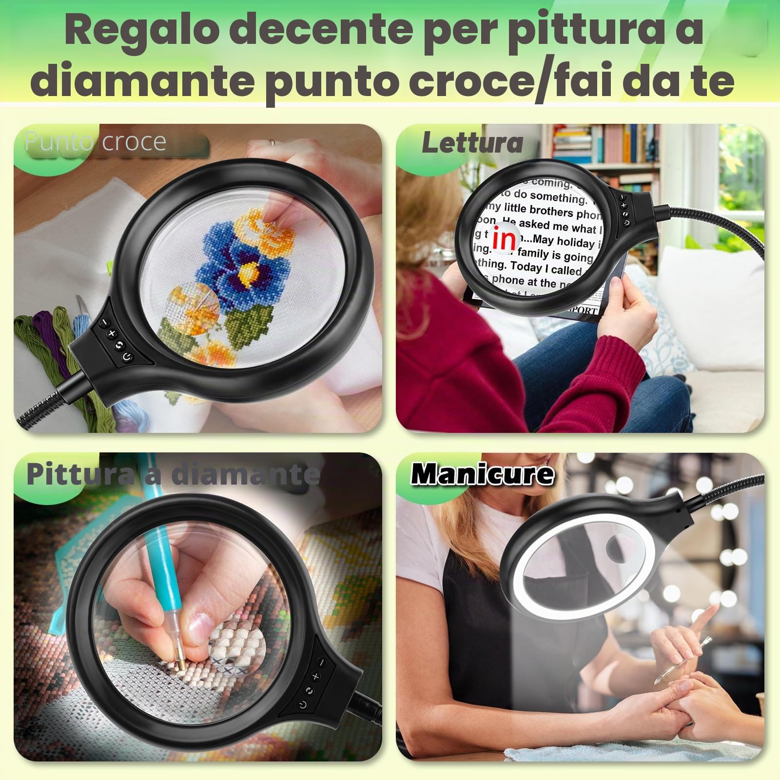 NZQXJXZ 3 in 1 Lente Ingrandimento con Luce e Supporto