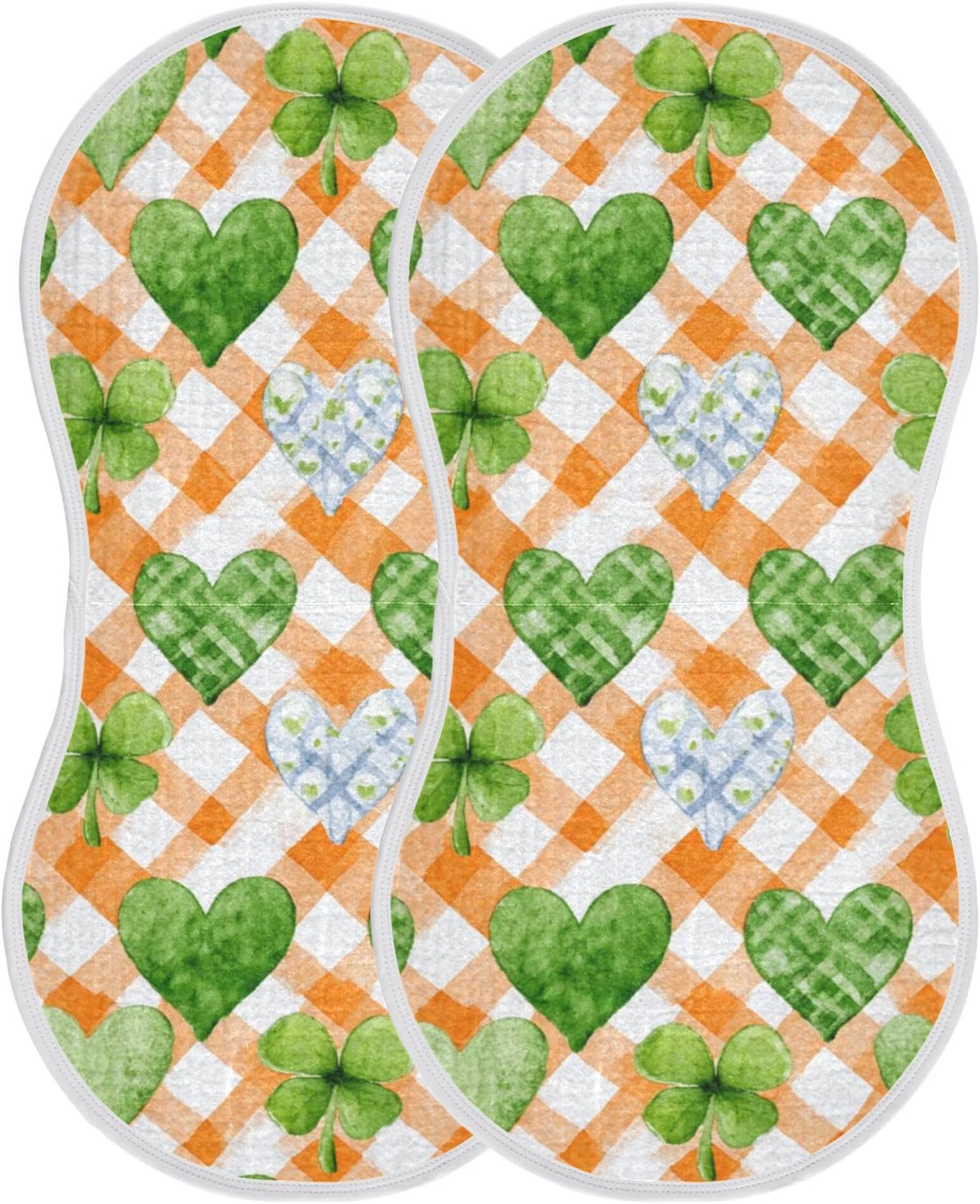 Hearts Patrick Day Plaid Burp Cloths Baby Boys Girls Absorbent Soft Cotton Burping Cloths Rags 2 Pack