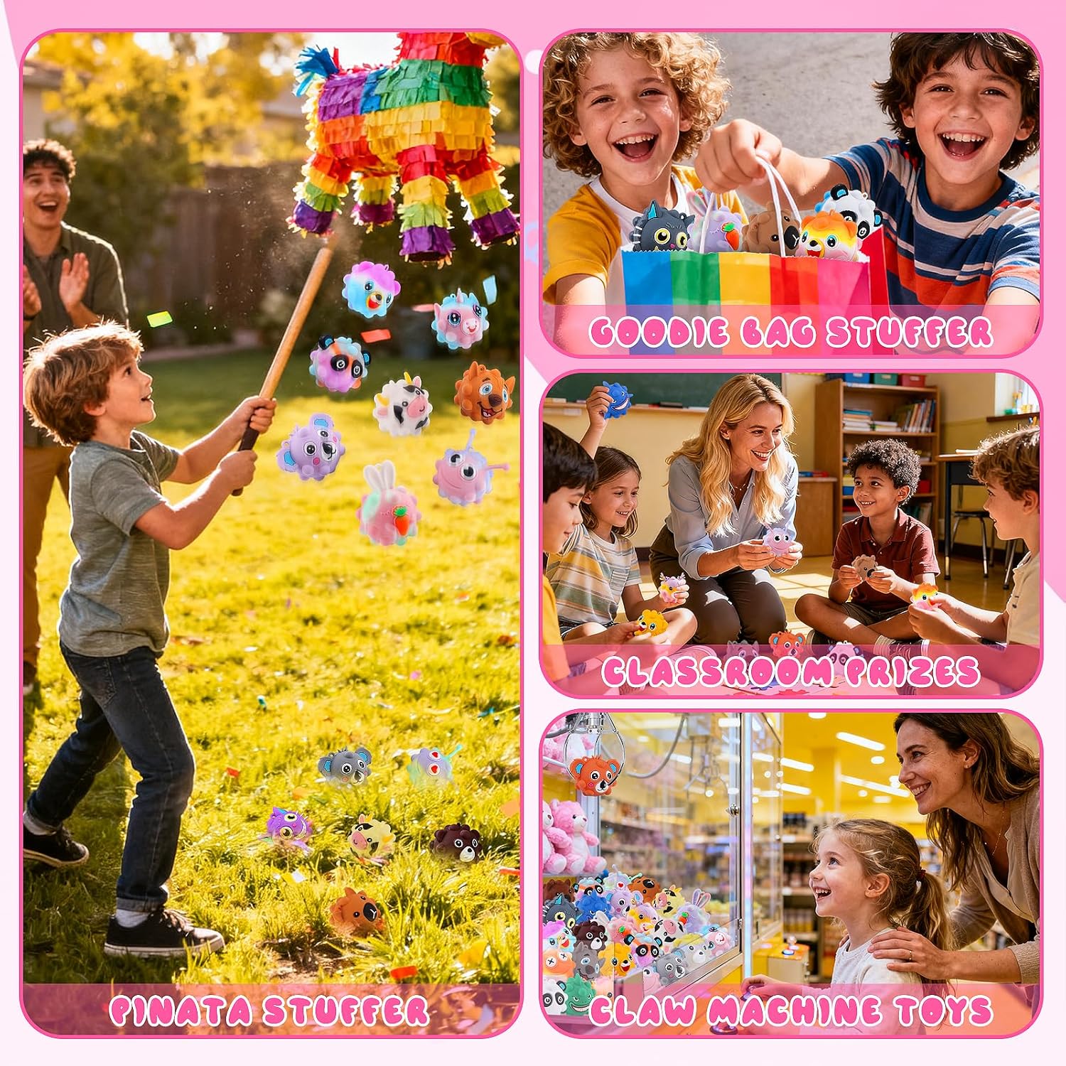 36 PACK Animal Pop Balls Party Favors for Kids, 3D Pop Fidget Balls Toys Bulk, Gifts for Boys & Girls, Goodie Bag Stuffers, Pinata Stuffers, Treasure Box Toys, Prizes for Kids