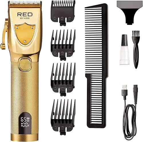 Red by Kiss Cortadora de pelo inalámbrica, recortadora de pelo para corte de pelo profesional, kit de aseo para hombres, cortadora de corte ultra