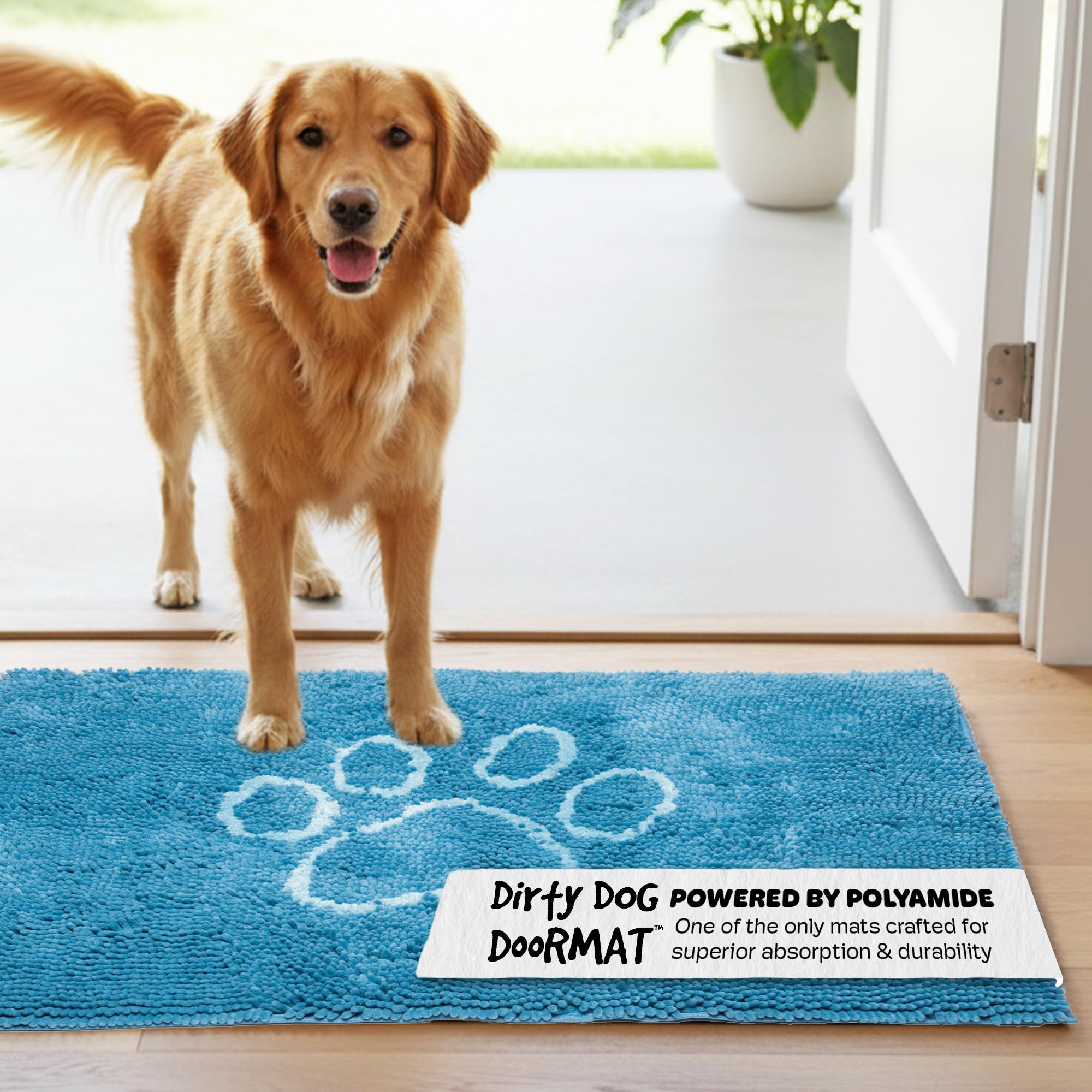 Dog Gone Smart Dirty Dog Microfiber Doormat, Super Absorbent Machine Washable with Non-Slip Backing, Large, Aqua — image 1