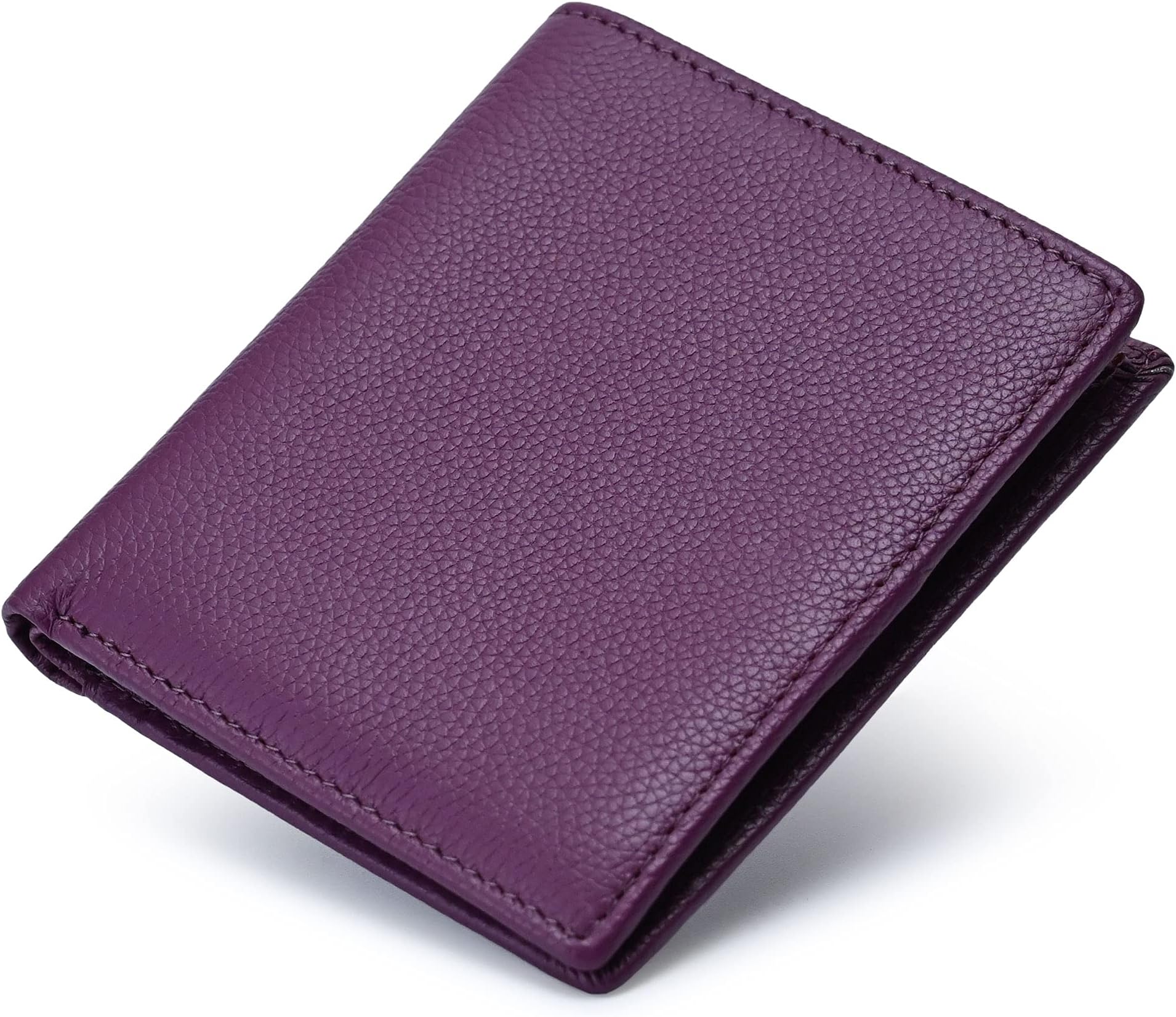 Ultra Slim Small Leather Wallet for Women Rfid Blocking Bifold Pocket Ladies Mini Purse, Purple, Small