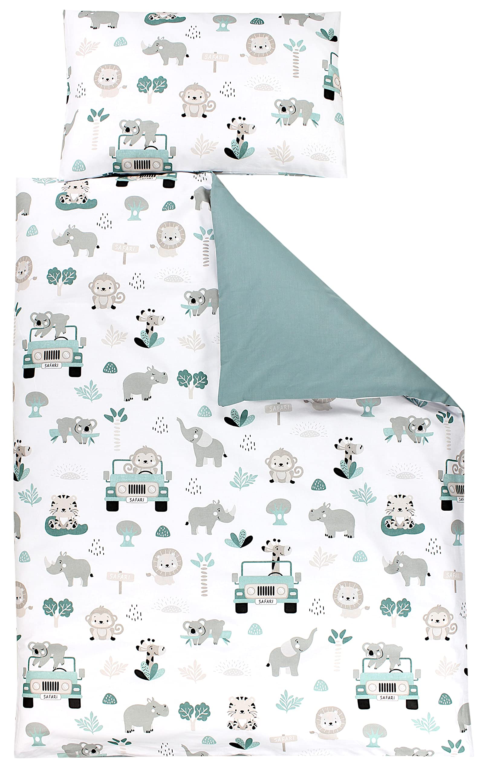 Tuptam Zoo Green Children Bedding Set Duvet Cover Pillowcase Two-Sided, 120X90 Cm