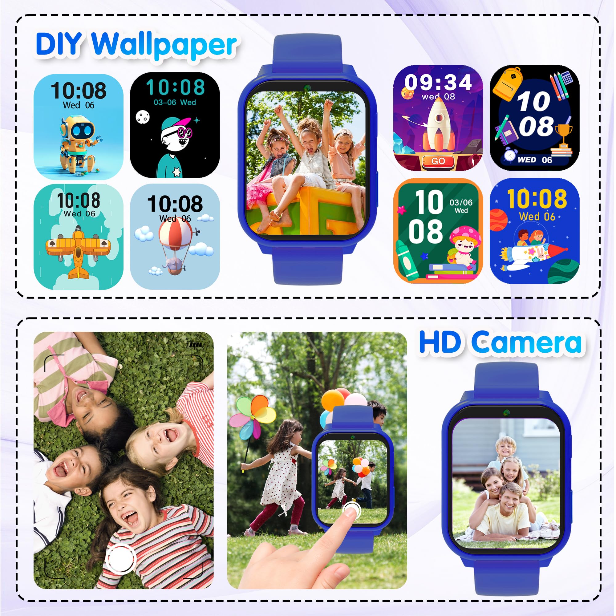 Montre Connectée Enfant, 1.83" Montre Intelligente Enfants avec Podomètre, Sommeil, 18 Jeux, Caméra, Réveil, Torche, Étanche Trackers d'Activité Cadeaux de Noël et d'Anniversair pour Garçons Filles