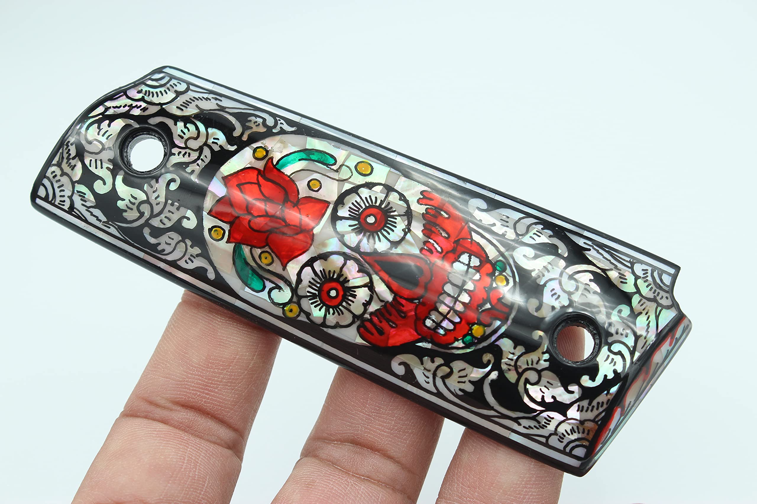 レスベア製　実物1911サンダーランチグリップ　新品 Amazon.co.jp: Vitoonwood シュガースカルアート 真珠層グリップ