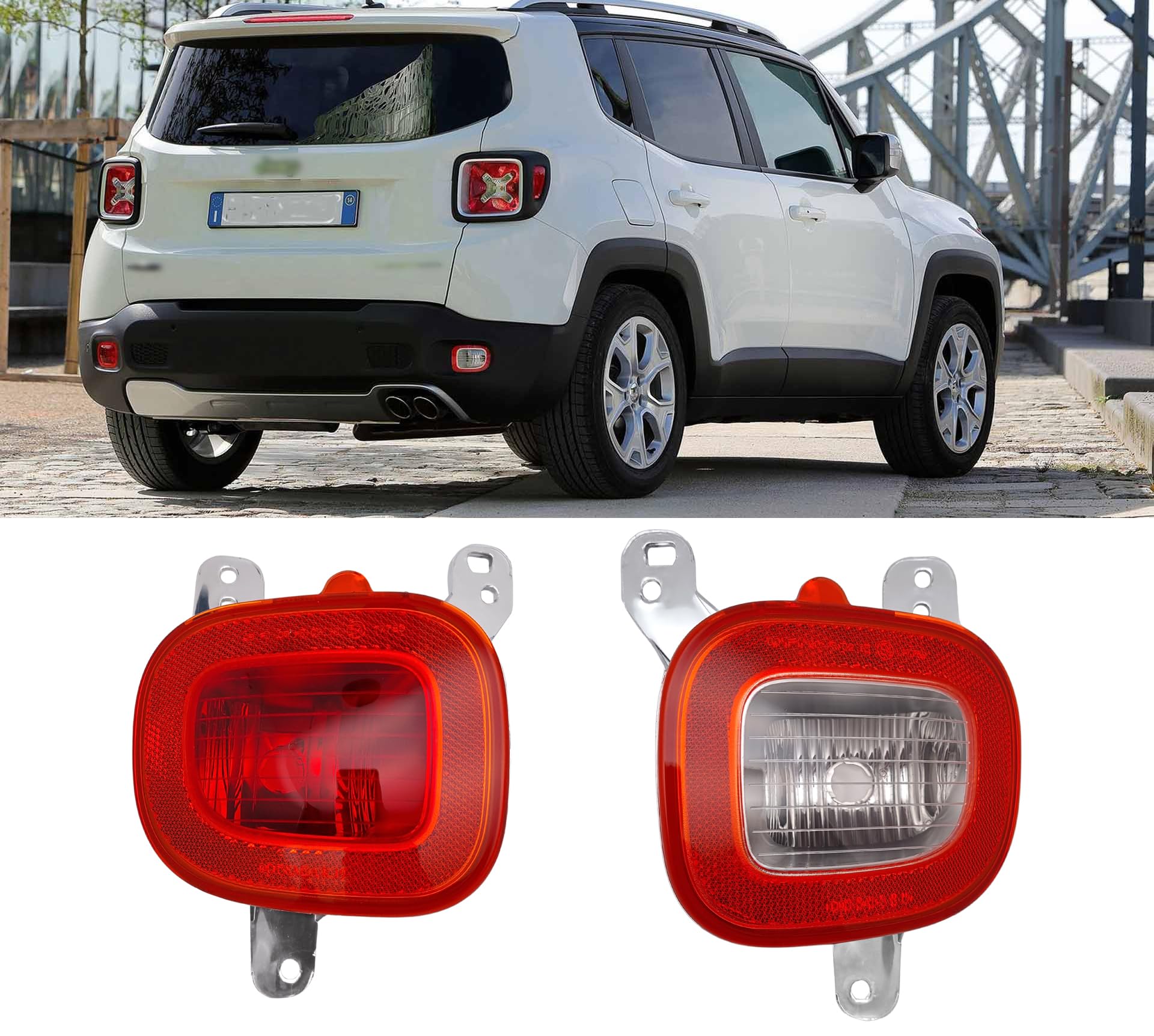 BSSTORE Luce di Retromarcia Posteriore Bianco/Rosso per Renegade (BU, B1) dal 2014, Panda (312, 319) dal 2012 (Destra - Lato Passeggero)