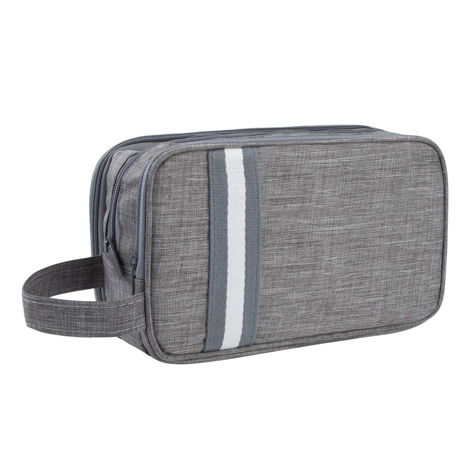 MaoXinTek Neceser Hombre Kulturbeutel, Kit de Afeitado Dopp Impermeable Bolsa de Aseo Viaje, Grande Organizador de Maquillaje Lona Bolsa de Cosméticos Estuche Bolsillos con Múltiples Bolsillos, Gris