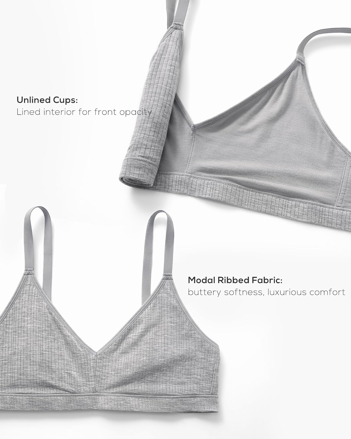 Women's Natrelax No Underwire Comfort Bralette Ribbed Wireless Bra Sleep Unlined V Neck Bras Soft Everyday - Image 6