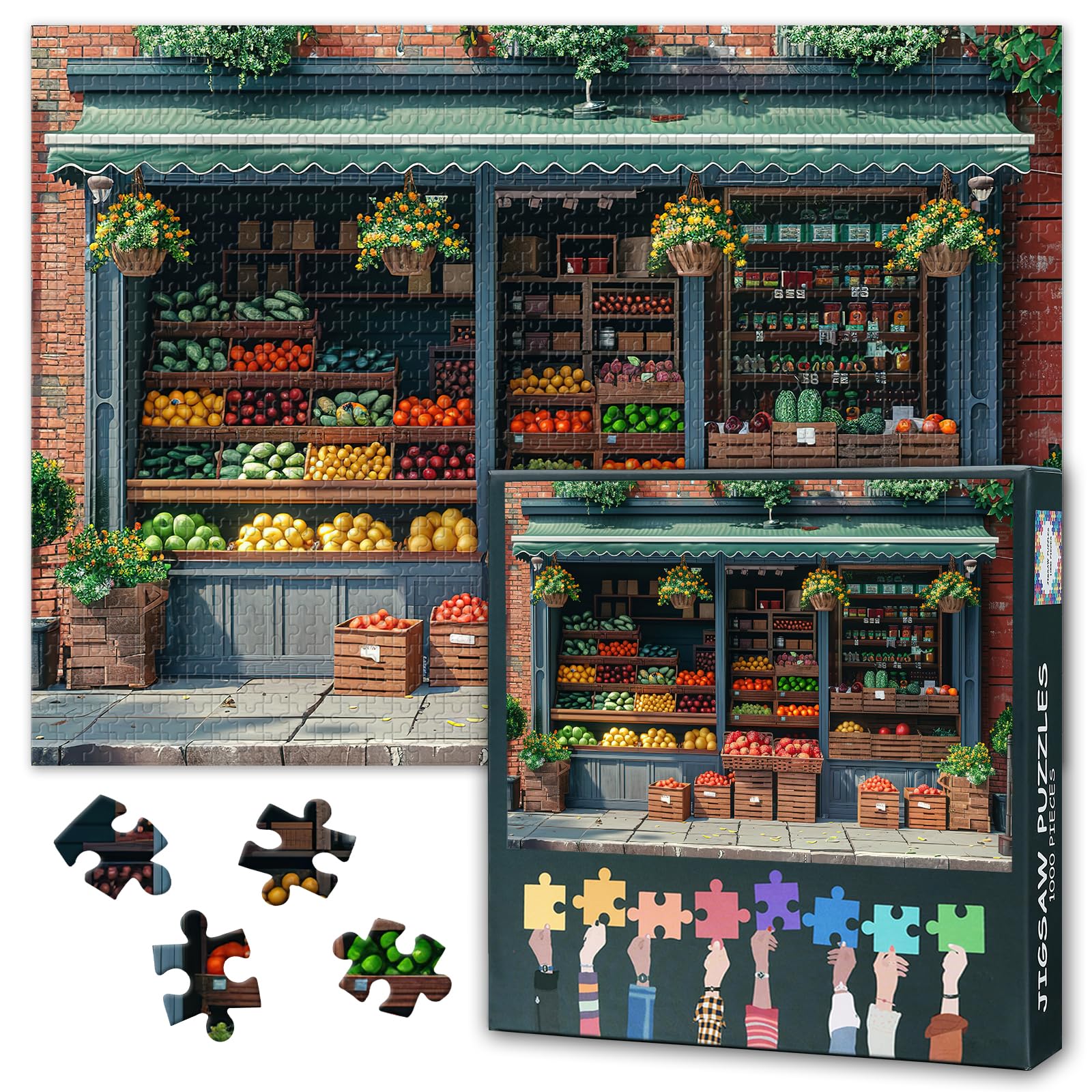 Grocery Store Puzzles for Adults 1000 Pieces, Fruit and Vegetables Jigsaw Puzzles, Adult Puzzle for Adults, Educational Fun Games or Toys for Elders Friends 20X27 INCH — image 1