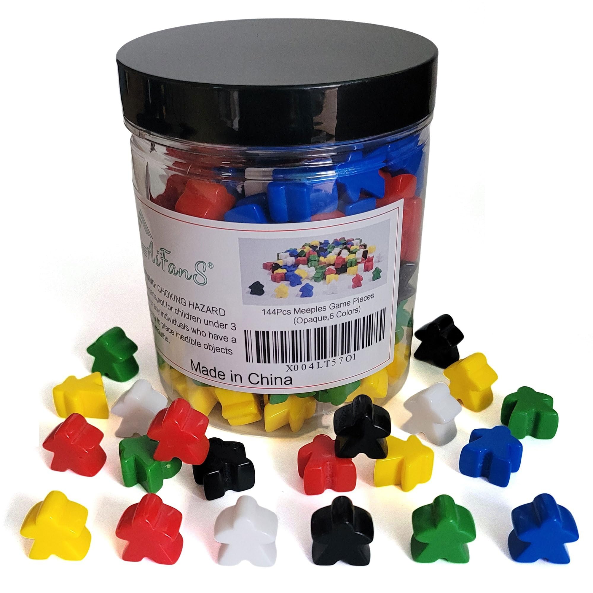 144 Pieces Meeples Game Tokens – Opaque Board Game Pieces in 6 Colors, Perfect for Board Games, with Convenient Portable Storage Box