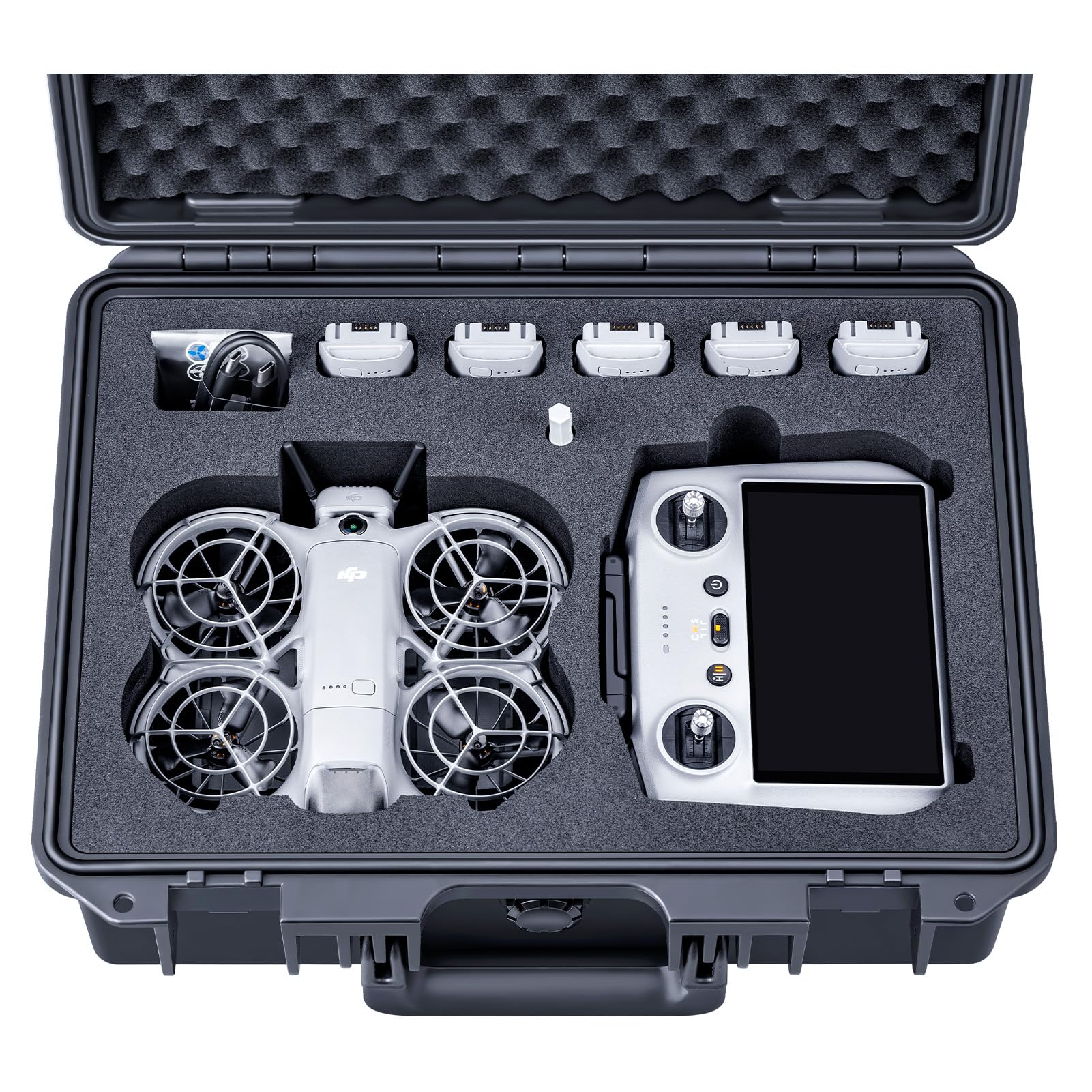 Lykus Titan N220 Waterproof Hard Case for DJI Neo 2 and RC2/RC-N3/N2 Controller, Support Up to 9 batteries [CASE ONLY]