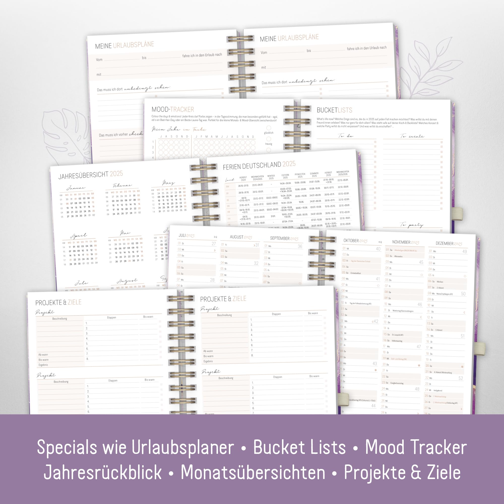 Häfft Lieblings-Timer 2025 Deluxe - A5 Wochenplaner In Lila Mit Spiralbindung