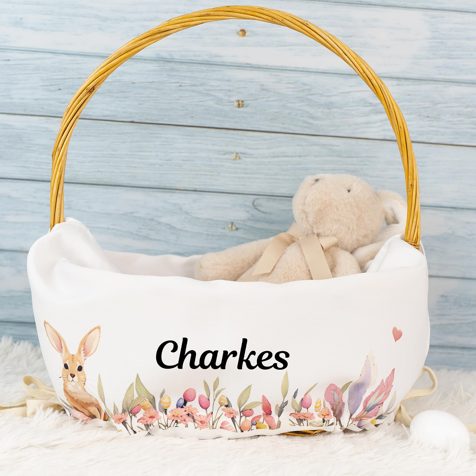 MT WORLD Easter Basket Liner Only Personalized Peter Rabbit Easter Basket Liner with Name Monogram Bunny Easter Basket Liner Gift for Easter Gift for Easter