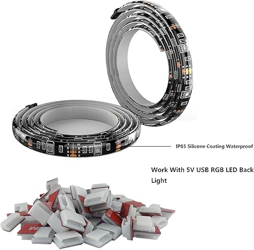 Miniatura 3 de Threetwofour Clips de tira de luz LED, soportes de montaje autoadhesivos, abrazadera de cable para tira de luz LED IP65 de 8 a 0.394in de ancho,
