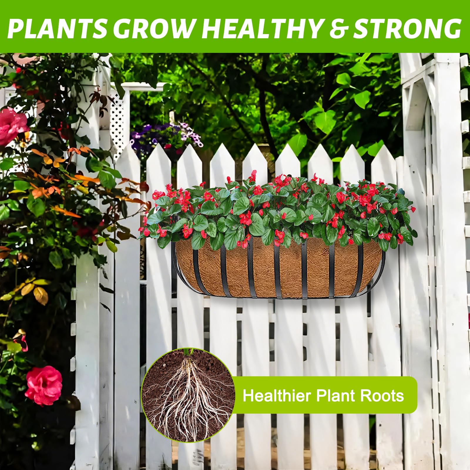 Hoxgar 2PCS Hanging Basket Liners, 24 Inch Coco Coir Trough Planter Liner, Replacement Coconut Liners for Wall-mounted Planter, Window Box, Hanging Trough Flower Basket — view 4