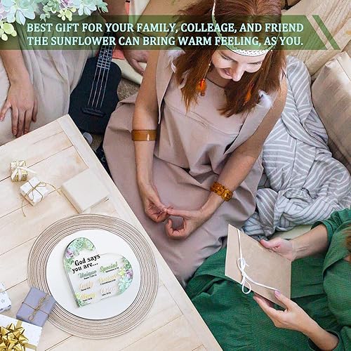 Miniatura 5 de Chunful Regalo cristiano para mujeres, girasoles, regalos para oficina, oraciones inspiradoras de pisapapeles, escritura religiosa, flor