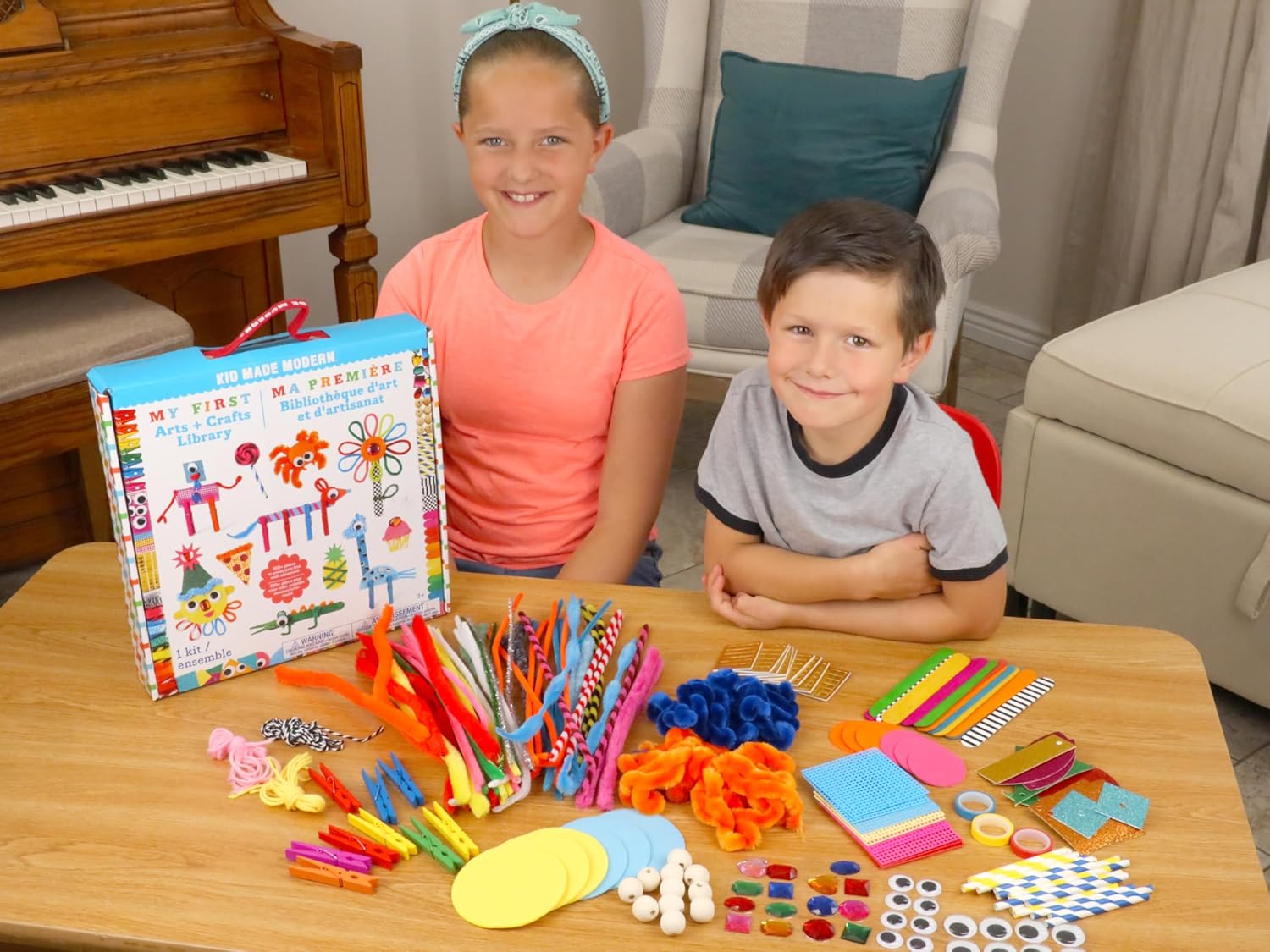 Kid Made Modern My First Arts & Crafts Set for Kids Ages 3 4 5 6 7 8+ - Ideal Preschool Craft Kits for Boys & Girls Toddler - 200+ Pieces Bulk Craft Supplies & Materials Kit for Fun Art Projects image 5 of 6 B08669RBSY