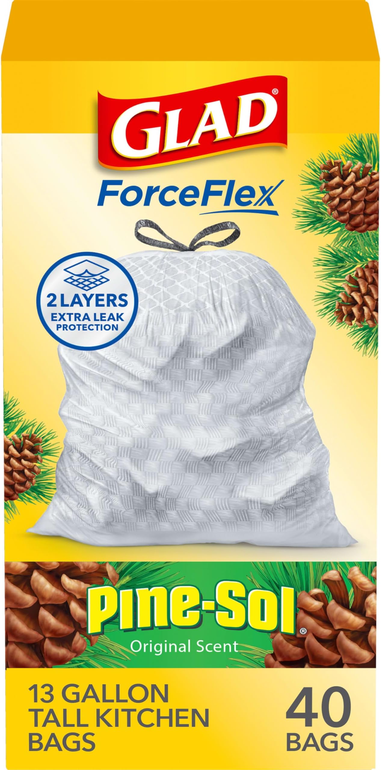 Glad Trash Bags, ForceFlex Tall Kitchen Drawstring Garbage