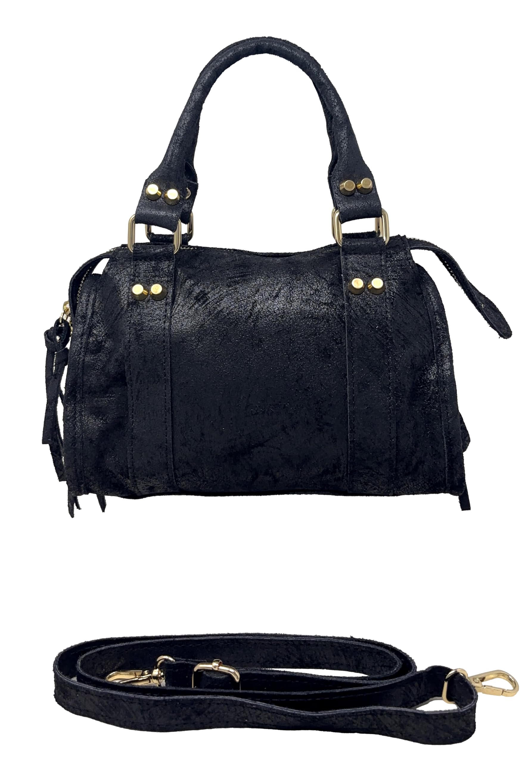Chicca Borse Borsa a Mano con Tracolla Piccola da Donna in Pelle Opaca con Borchie
