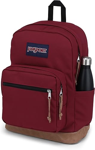 Vista 52 de JanSport Right Pack - Mochila para viajes, trabajo o portátil con parte inferior de piel de gamuza y bolsillo para botella de agua, color rosa Rosa