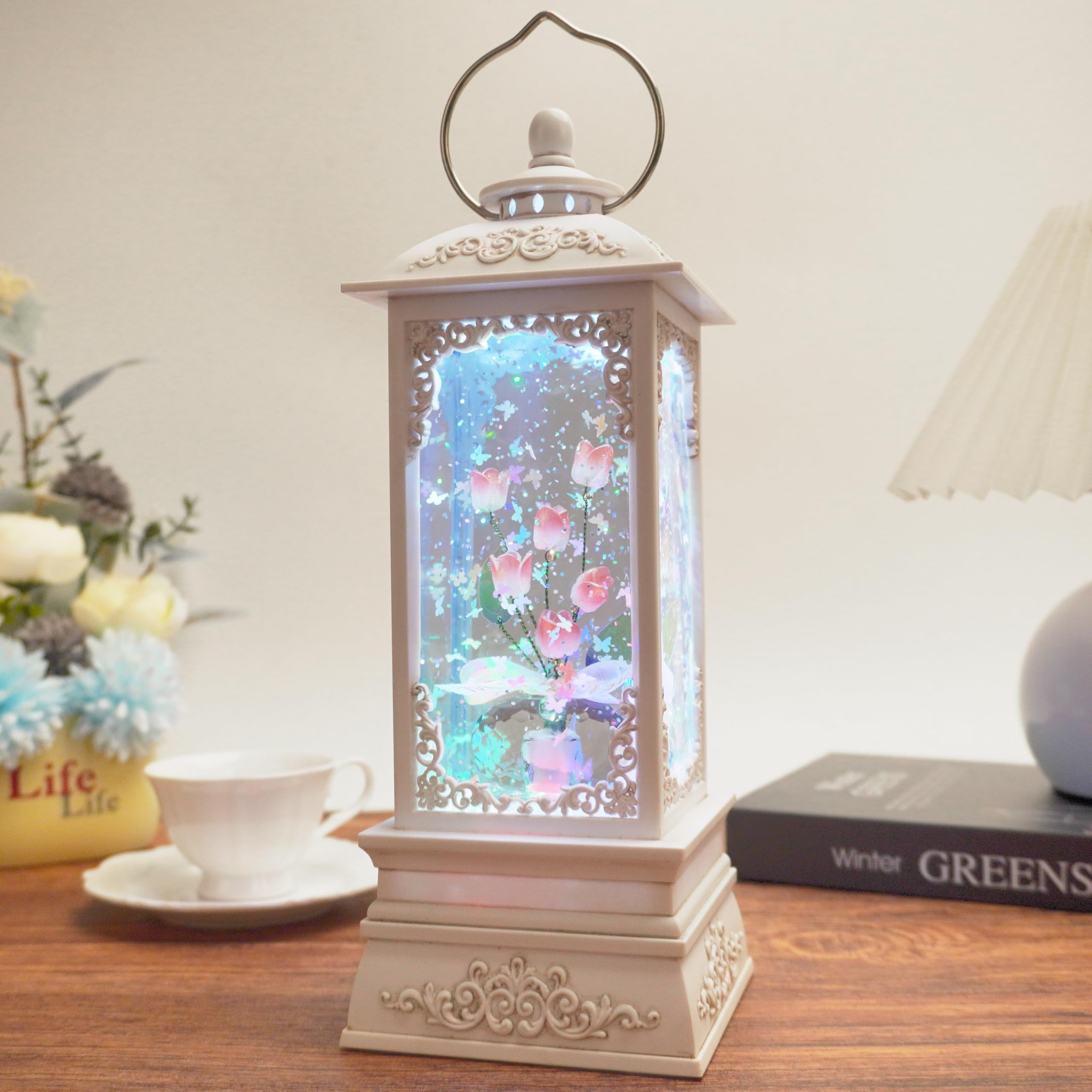 Amazon.com: Crystal Dewdrop Rose Snow Globe Lantern with Music