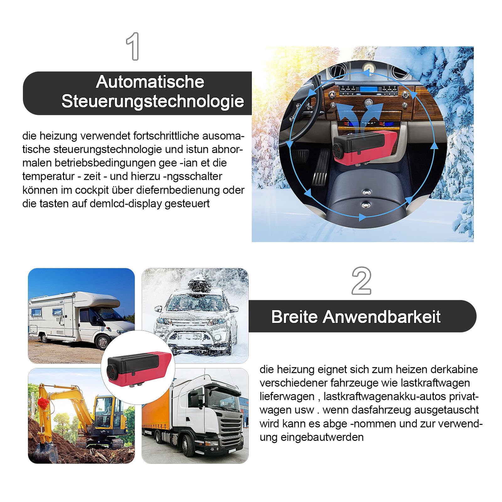 Trintion 12 V 5 kW Luft-Diesel-Heizung LCD-Schalter, Fernbedienung Luft-Zusatzheizung 10 l Tank-Parkheizung universelle tragbare Heizung für Wohnmobile LKWs Busse Boote Tourenwagen Wohnwagen