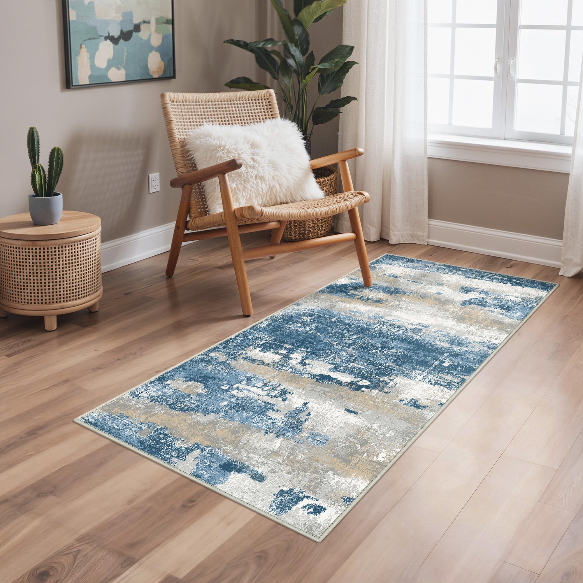 BEIMO Waschbarer Teppich Wohnzimmer, Abstrakt Design Teppich Schlafzimmer Kurzflor, Groß Teppiche rutschfest Weiche für Badezimmer Esszimmer Flur
