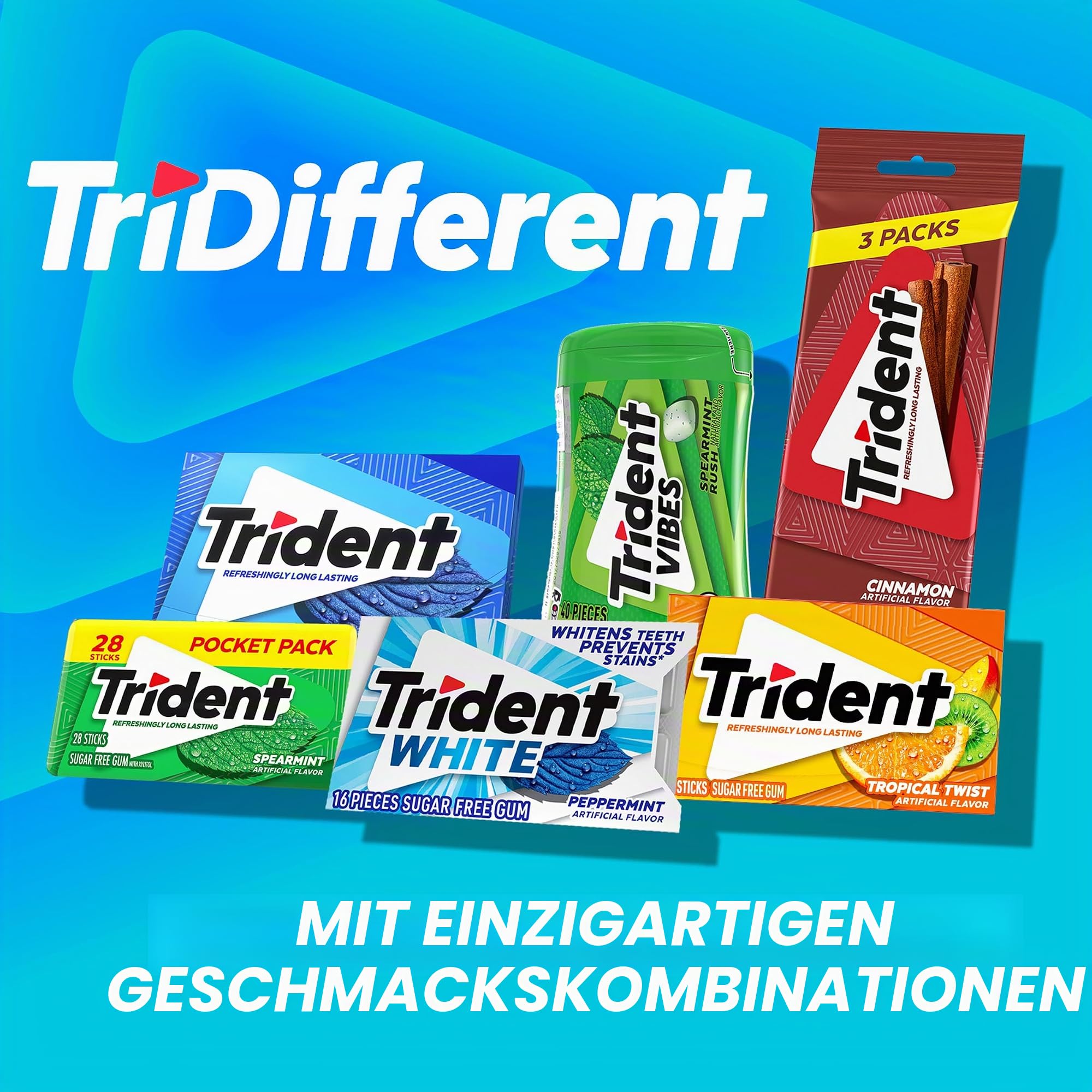 Trident Original Flavor Kaugummi zuckerfrei, 24 Packungen á 14 Stück (336 Stück insgesamt)