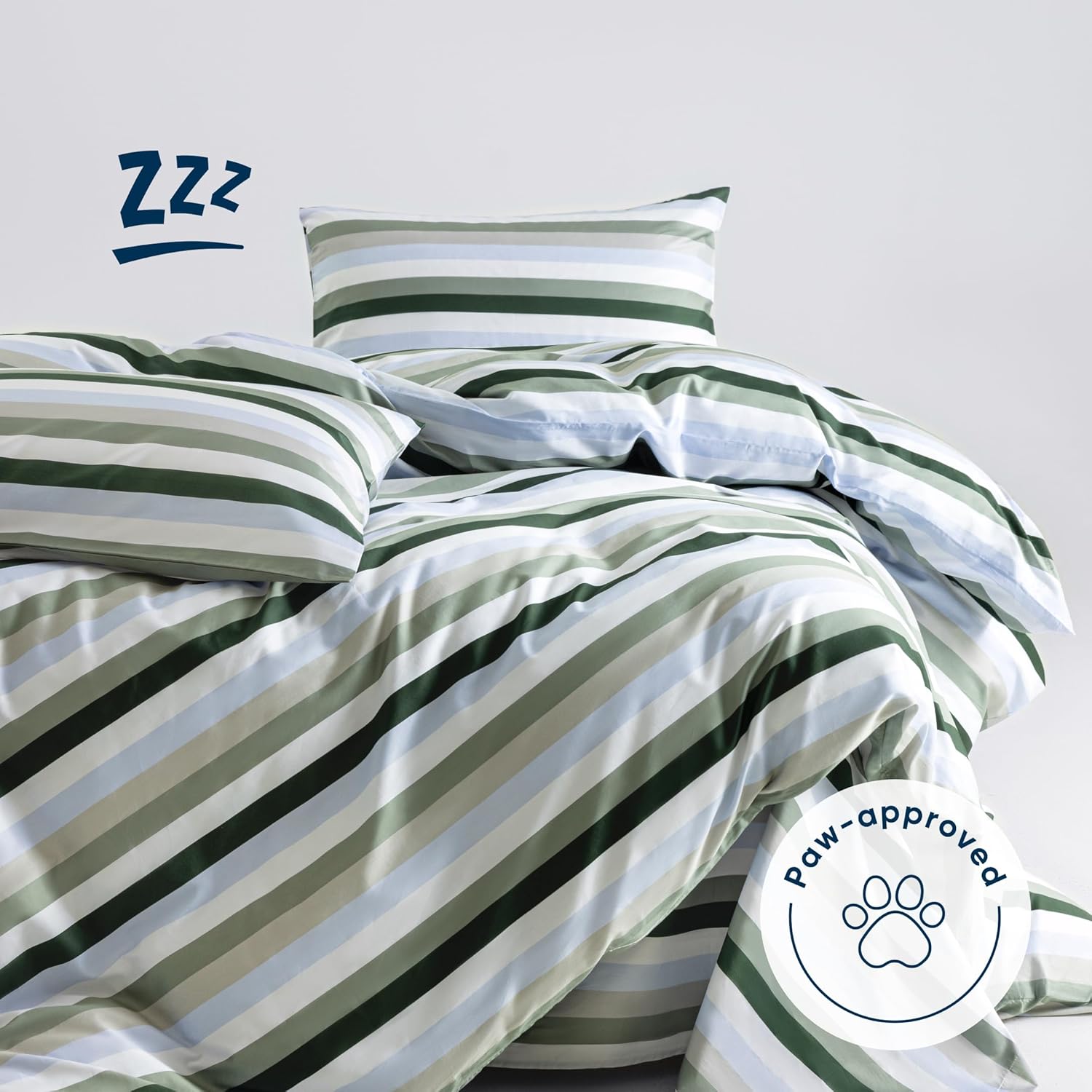 Vesta 100% Pima Cotton Duvet Cover, 400TC Artistic Line Striped, Breathable & Smooth, Oeko-TEX® Certified (Morandi Tone, Full/Queen)