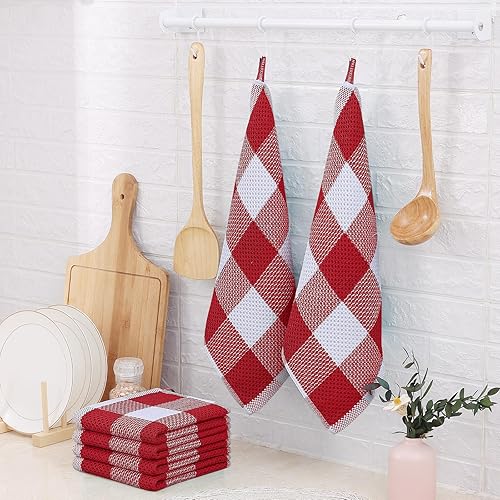 Miniatura 7 de Homaxy Trapos de cocina a cuadros de 100% algodón, 12 x 12 pulgadas, paños de cocina súper suaves y absorbentes, de secado rápido, paquete de 6,