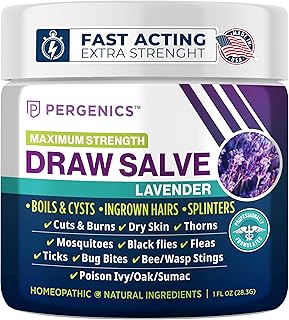 Pergenics Drawing Salve Ointment with Natural Lavender Herbal Extract for ingrown Hair, Boil & Cyst, Splinter Remover, Bug and Spider Bites, bee Sting, Mosquito bite Itch, Poison Ivy, 1 oz (1 Pack)