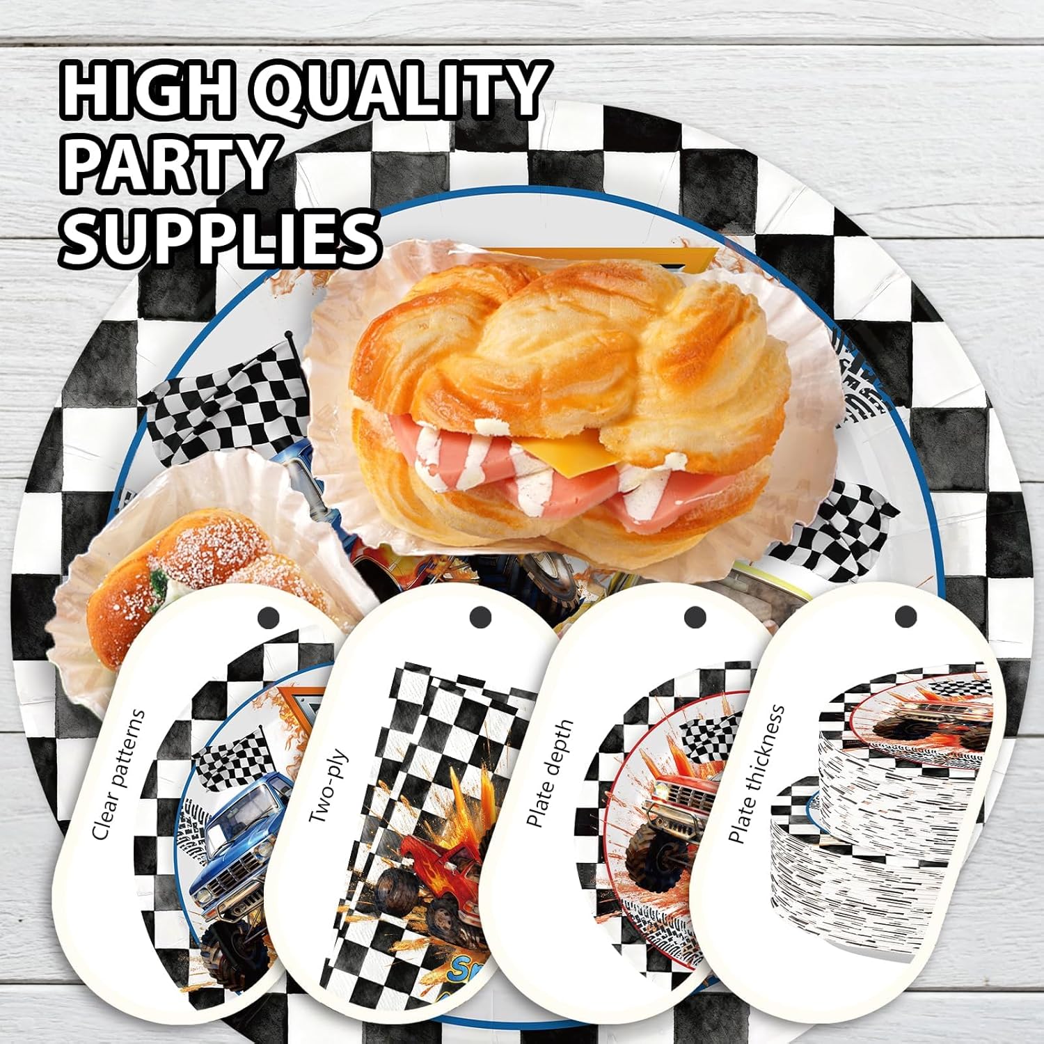 200Pcs Truck Party Decorations Red Blue Yellow Truck Theme Plates and Napkins Car Racing Theme Tableware Set for Boys Kids Birthday Baby Shower Racing Car Party Supplies Serves 50