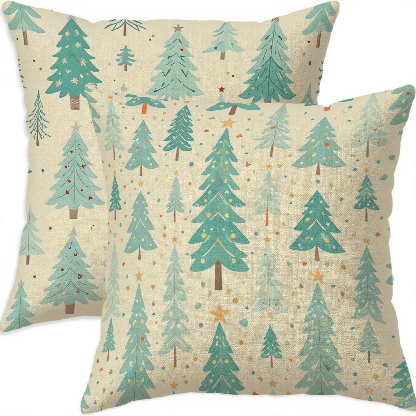 Housse coussin 65x65 anti-tache en lin cyan protège oreiller double face