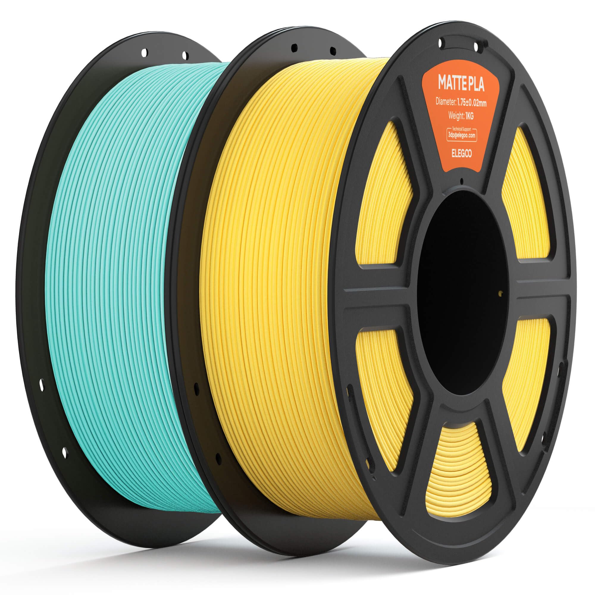 ELEGOO Matte PLA Filament 1.75mm Türkischgrün & Sunshine Gelb 2KG, 3D Drucker Filament Hohe Maßgenauigkeit, 1kg Kartonspule (2.2lbs) für die Meisten 3D Printer