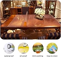 Vista 2 de Protector de mesa transparente esmerilado de vidrio suave de PVC, protector de mesa de 0.069 pulgadas, impermeable, a prueba de aceite, lavable