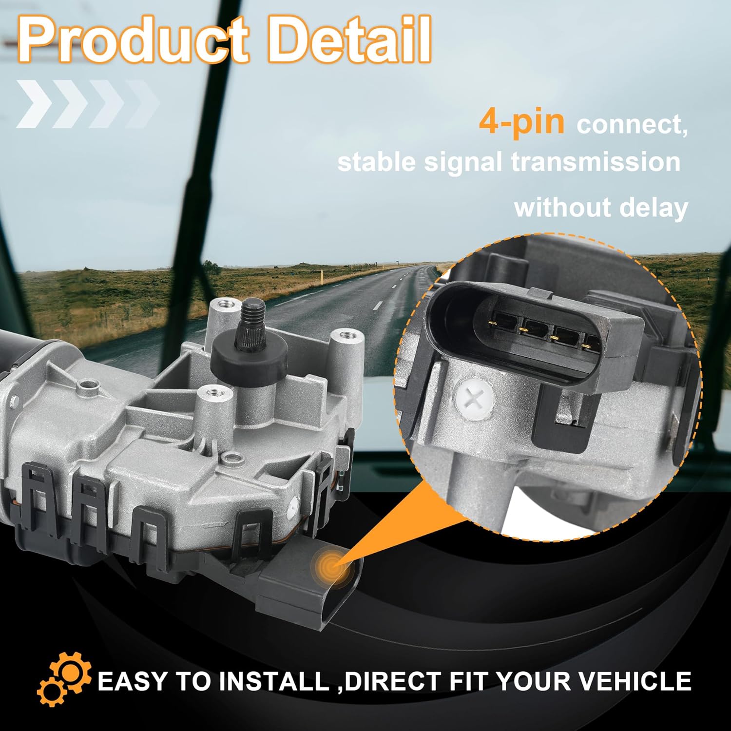 6R1955119 Front Windshield Wiper Motor Compatible with Volkswagen Jetta 2011-2018 1.4L 1.8L 2.0L 2.5L, Replaces 5C6-955-113-A, 5C6-955-121-A