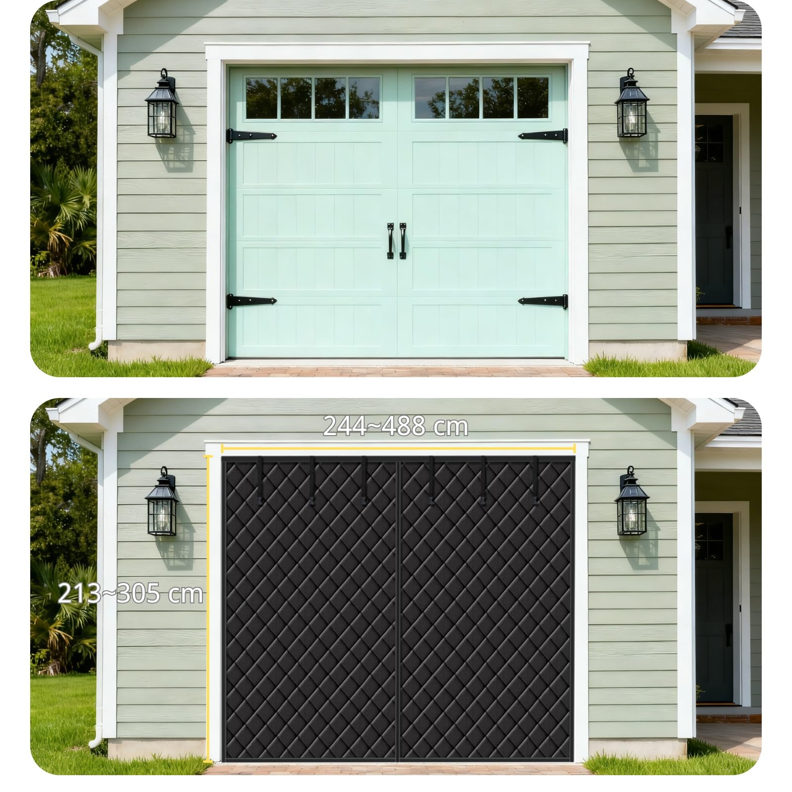 Rideau Thermique Anti Froid Garage, Isolant Porte De Garage, Rideau Thermique Isolant Anti Froid Et Chaleur, Rideaus Pour Porte De Garages, Noir 427x244cm(Gris,305x274 cm)