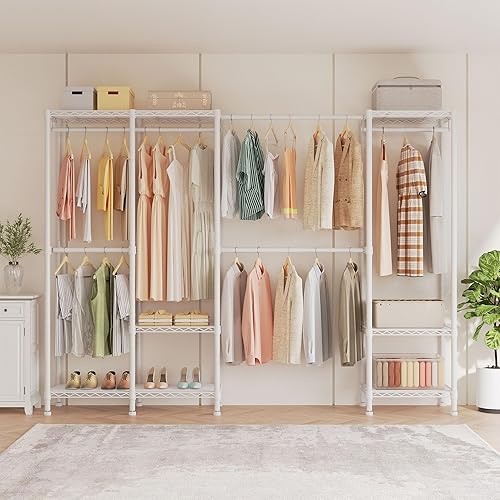 H7 Pro - Perchero de alta resistencia para colgar ropa, armario independiente con barras de suspensión expandibles, organizador de armario,