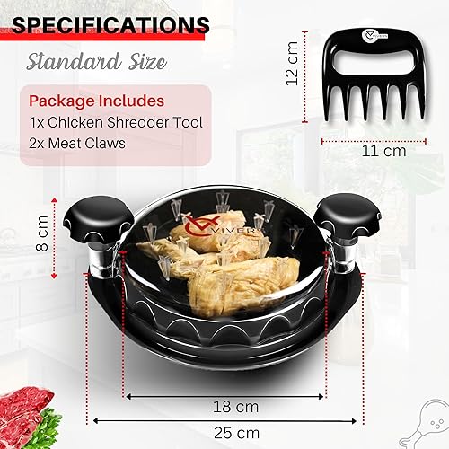 Miniatura 2 de VIVERS Herramienta trituradora de pollo con garras de carne y barbacoa gratis, sin BPA, trituradora de carne, garras, resistente al calor, agarre
