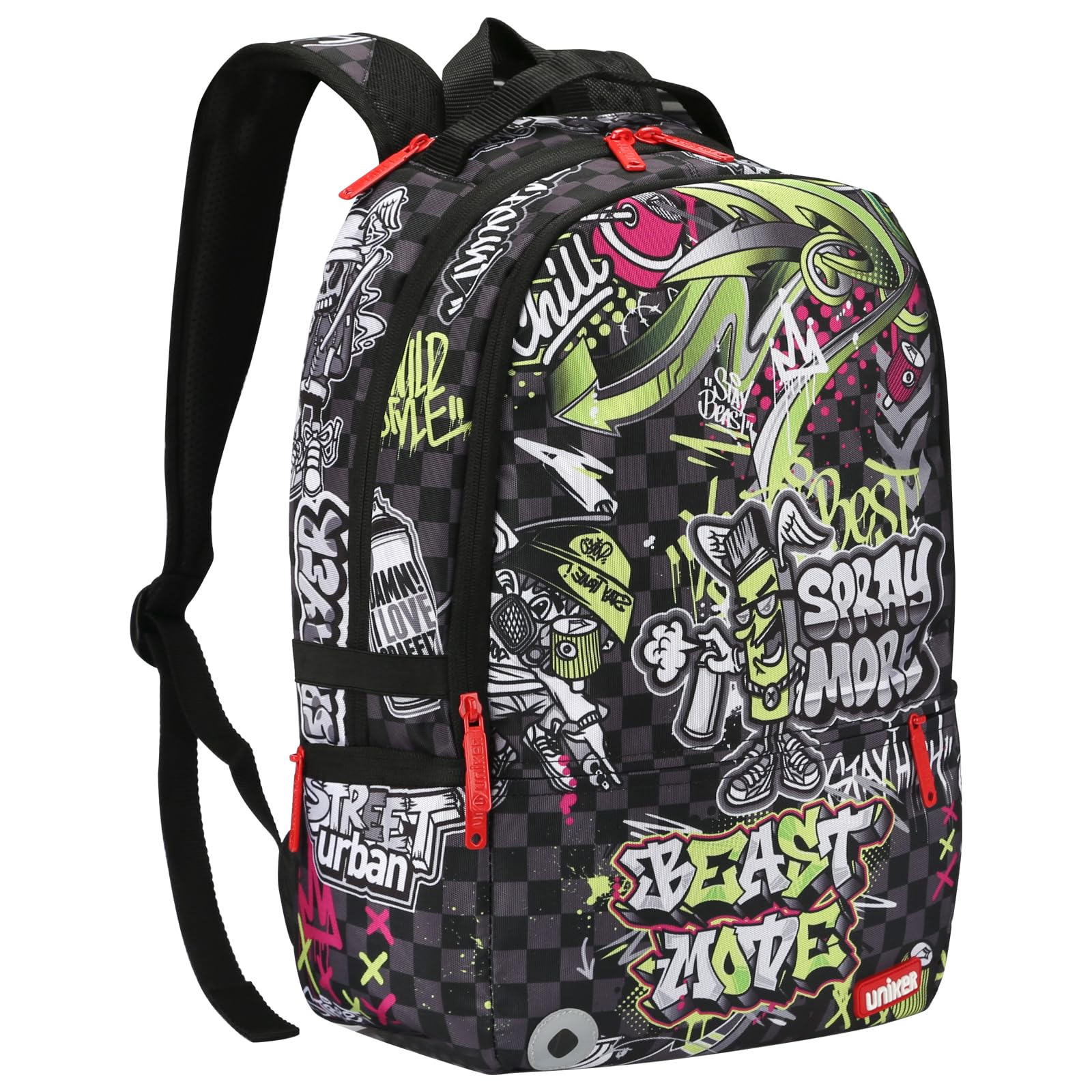 UNIKER Graffiti Backpack, Designer Laptop Backpack for 15.6 Inch Work,Water Resistant Backpack Computer Bag, BeastMode