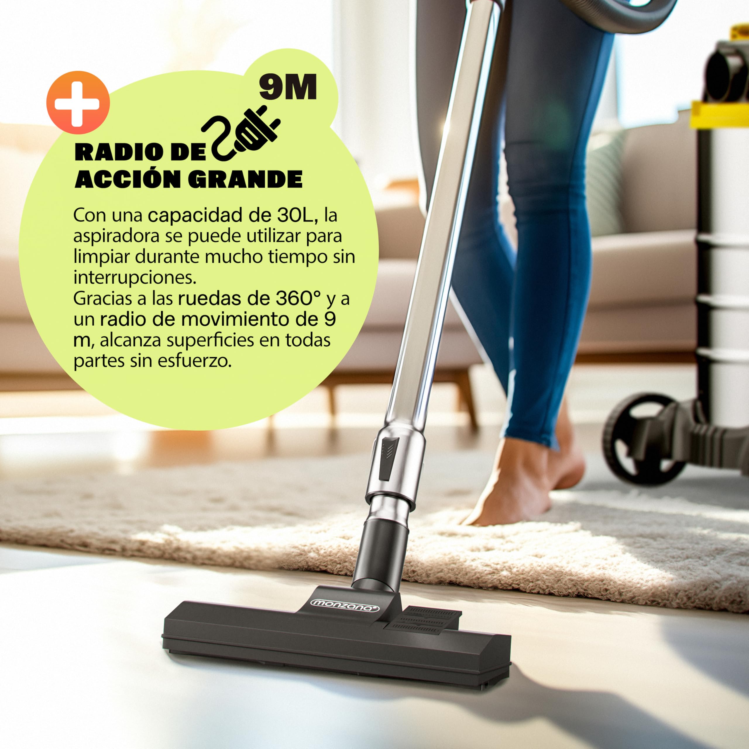Monzana Aspirador Seco y Húmedo 2200W 30L Industrial Cable 5m Soplador Acero Inoxidable
