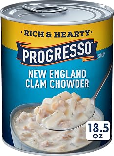 Progresso Rich & Hearty New England Clam Chowder Soup, Gluten-Free Canned Chowder with Potatoes & Clams, 18.5 oz