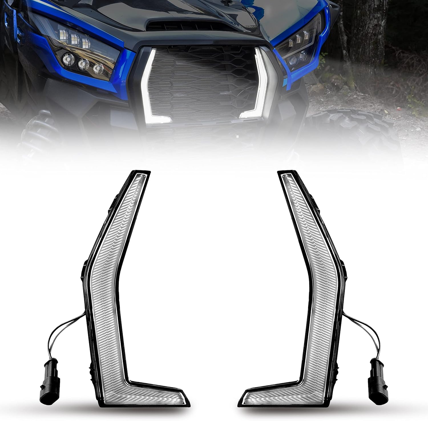 LED Accent Fang Lights for Kawasaki Teryx KRX KRX 4 1000 2020-2025 Accessories, Bright and Durable Front Grille Daytime Running Lights Lamps(2 PCS)