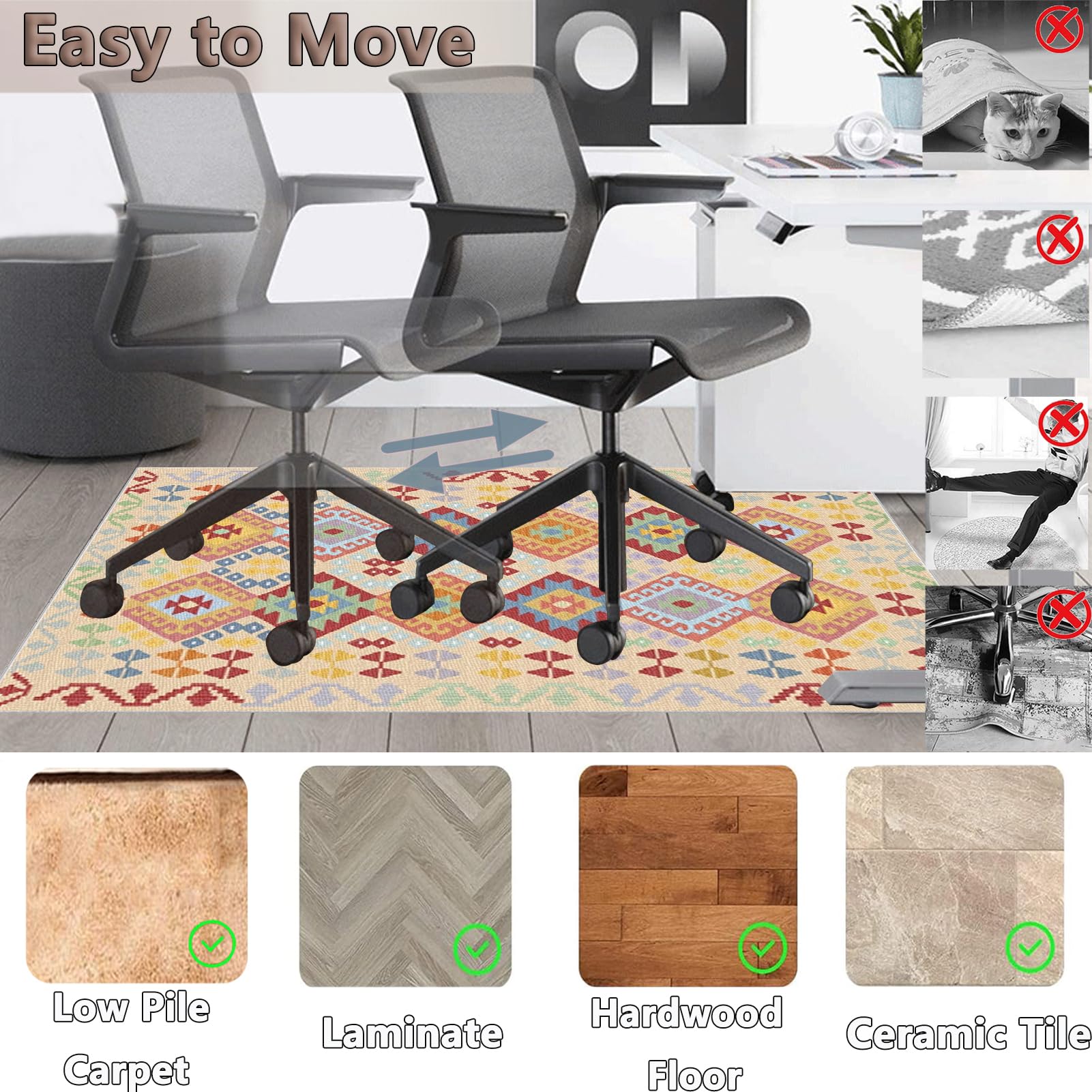 Protector Suelo Silla Ruedas Alfombrilla para Silla de Oficina Alfombra Silla Gaming Protector Suelo Silla de Escritorio Antideslizante Alfombrilla Silla Escritorio para Oficina y hogar 120 x 140 cm